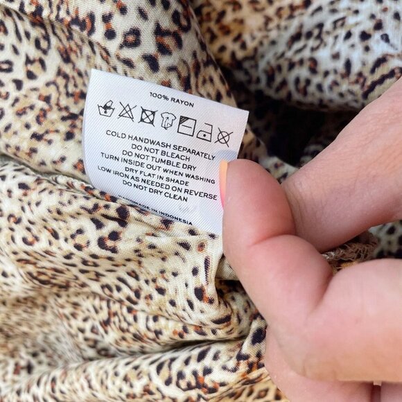 Faithfull The Brand Fontane Charlie Leopard Mini Dress Brown XL Puff Sleeves NWT - Picture 9 of 10